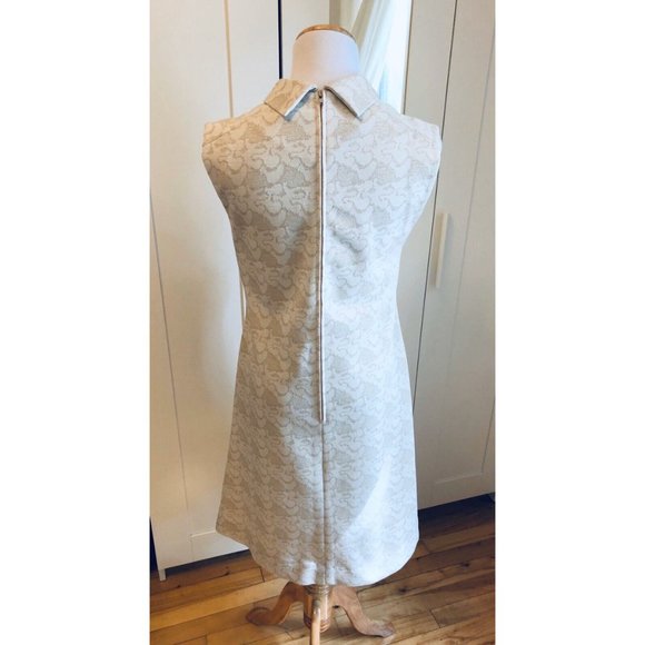 Rare Vintage Mod Style St Michael Cream Dress Gold Detail 60s size 14 UK Medium - Picture 5 of 7